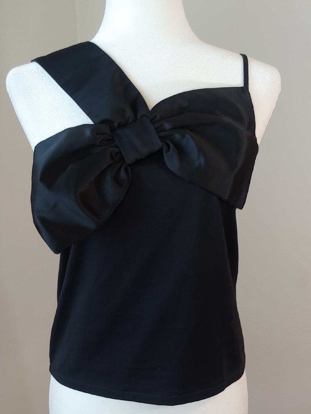 J. Crew Black Satin Bow Cami Top Women's XSmall New NWT